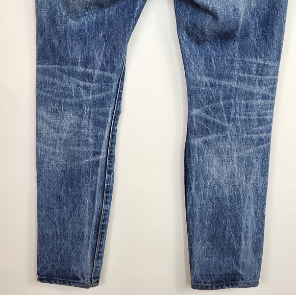Tortoise Denim Mid-rise Cropped Straight Selvedge Jeans Destroyed Eco Friendly - Picture 11 of 15